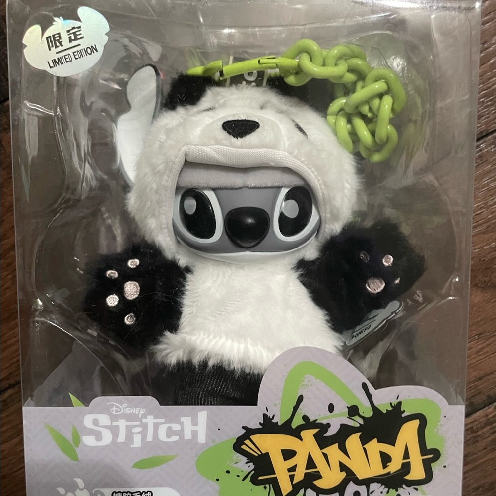 Authentic China Exclusive Disney Stitch Panda Plush Toy - Black and White